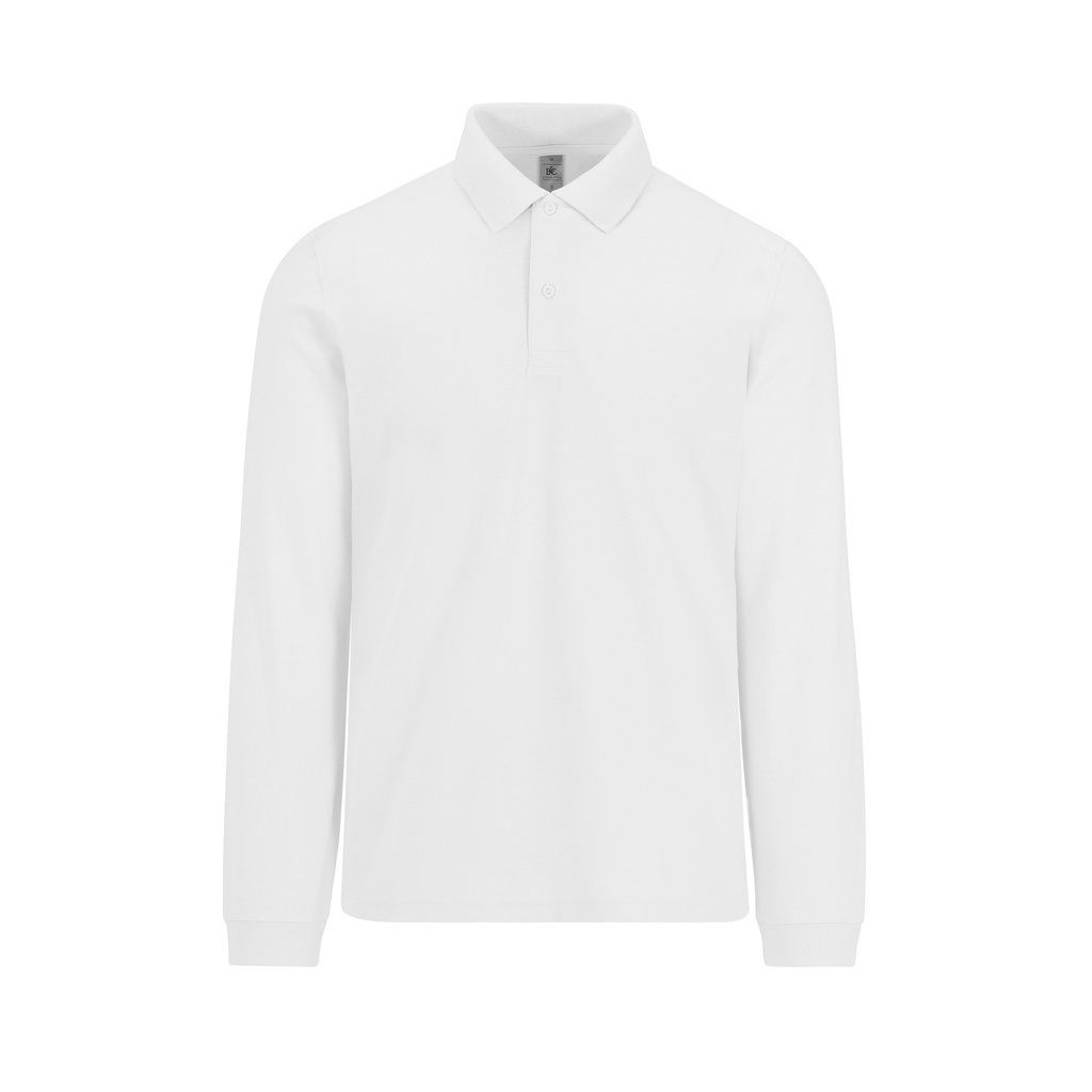 [CGPU427_82393_82374] B&C - My Polo 210 Heren Lange Mouwen (S, Wit)