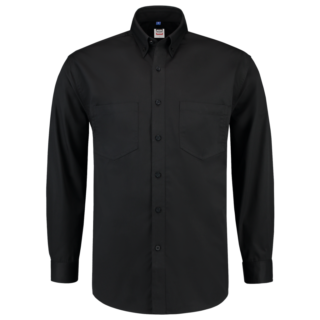 [701004BlackXS] Tricorp - Werkhemd Lange Mouw Basis (XS, Black)