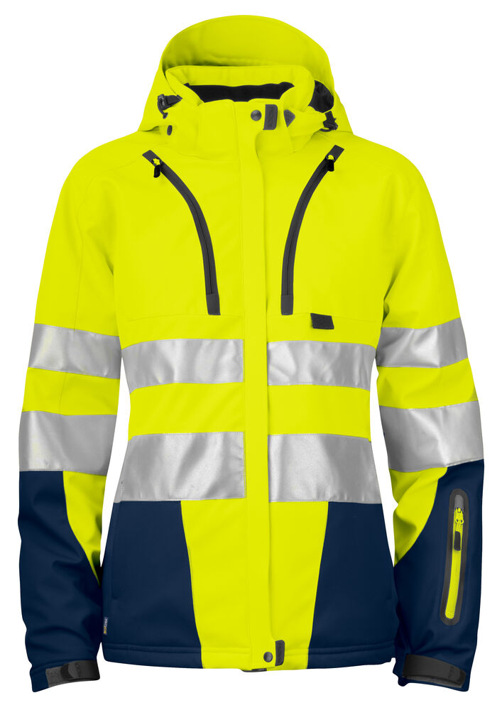 Projob - 6424 Gevoerde Signalisatiesoftshell En Iso 20471 Klasse 3 Dames