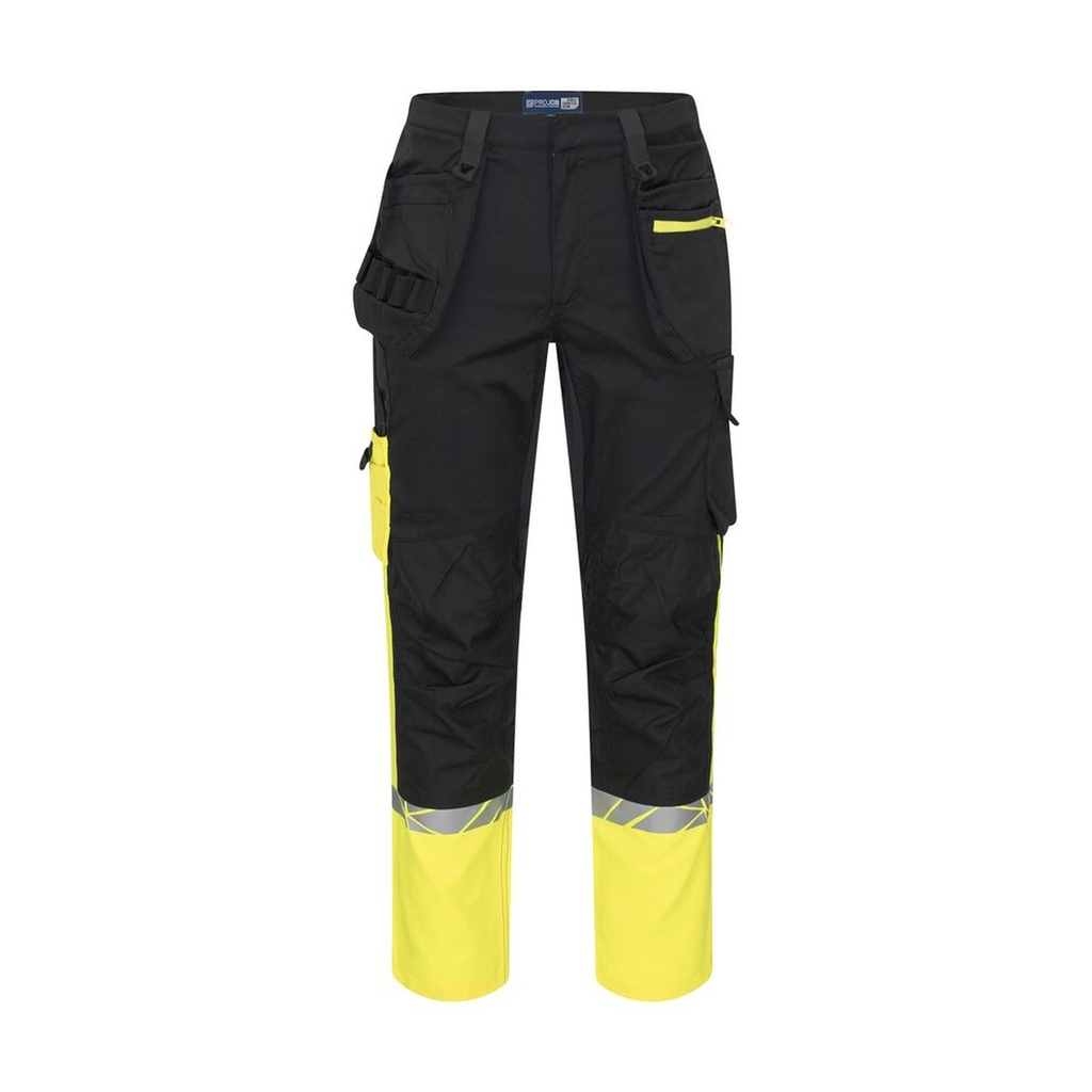 [647509-9910-84] Projob - 7509 Stretchbroek Met Kniezakken En Spijkerzakken (D84, Zwart/geel)