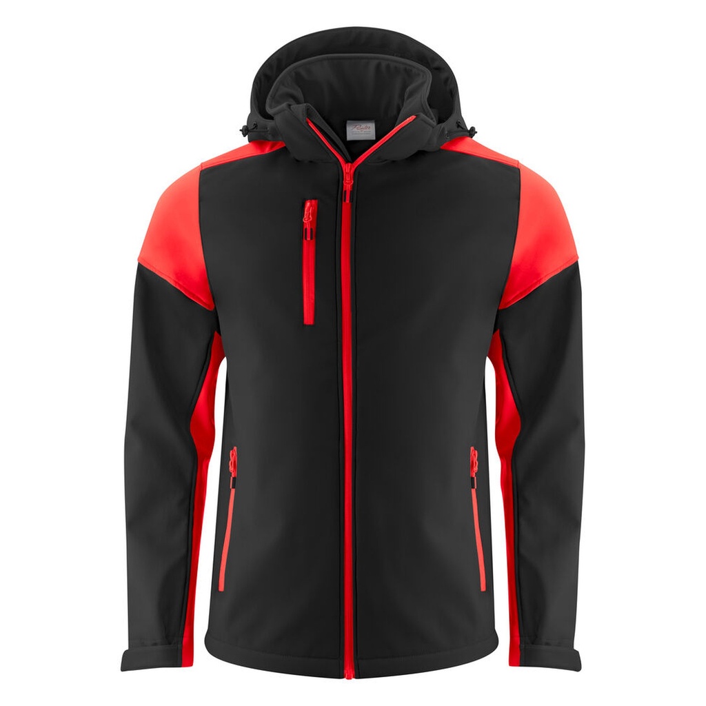 [2261065-9040-4] Printer - Prime Softshell Jas Heren (S, Zwart/Rood)