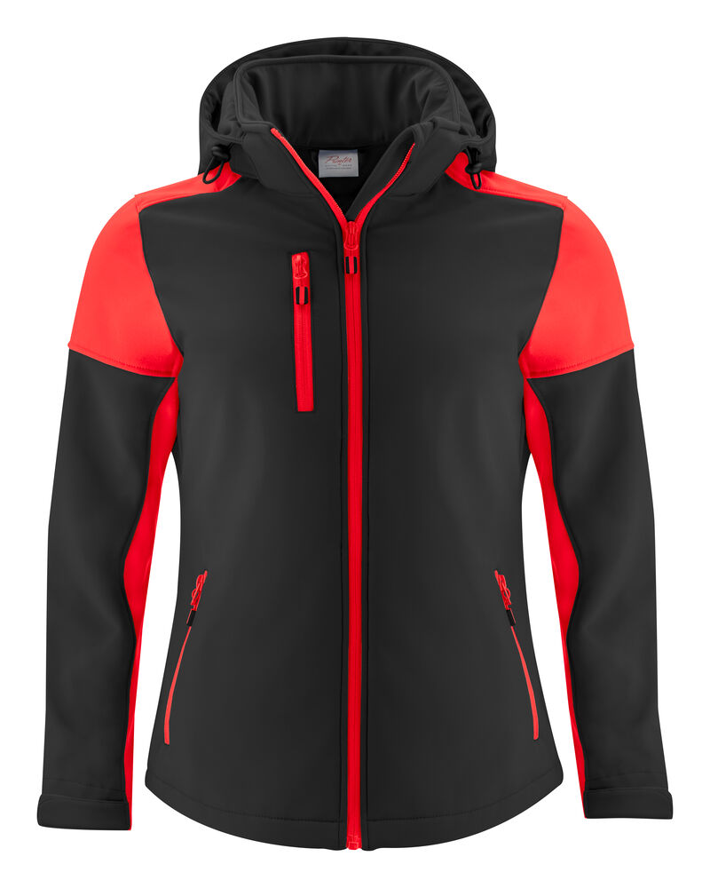 [2261066-9040-3] Printer - Prime Softshell Jas Dames (XS, Zwart/Rood)