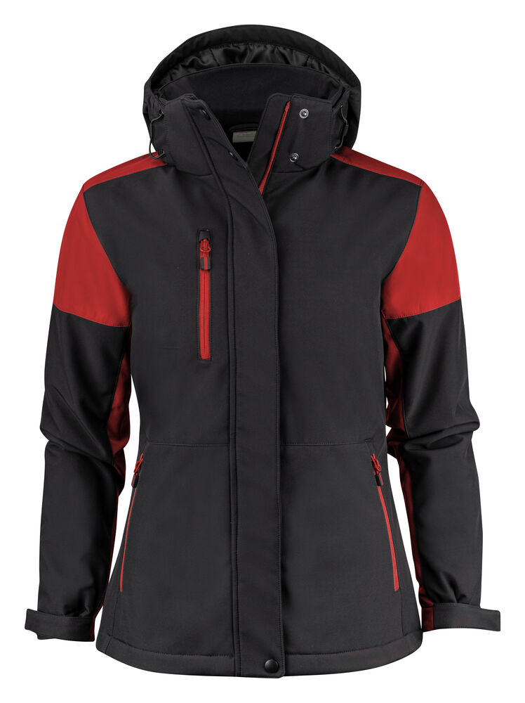 [2261072-9040-3] Printer - Prime Padded Softshell Jas Dames (XS, Zwart/Rood)