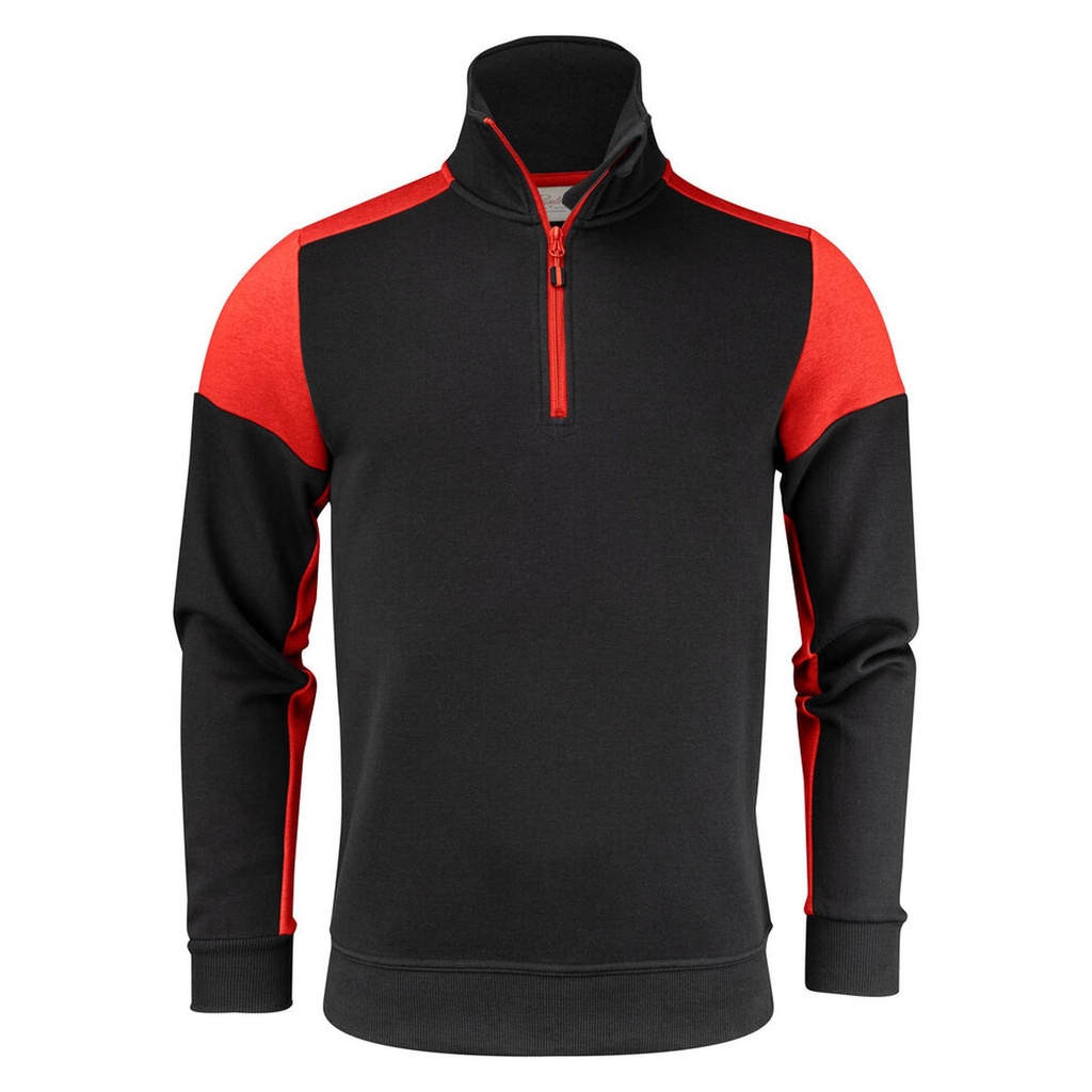 [2262069-9040-3] Printer - Prime Sweater Halve Rits Unisex (XS, Zwart/Rood)