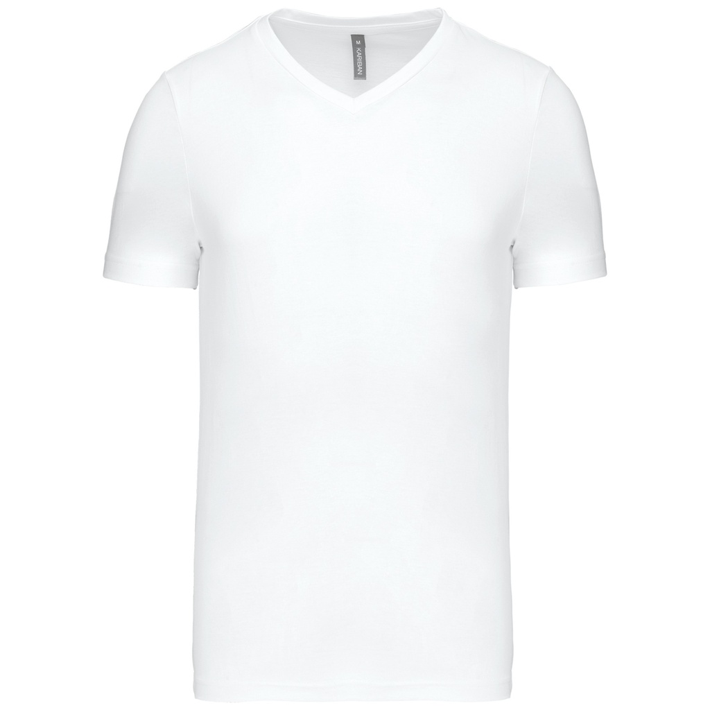 [K357_35378_35382] Kariban - T-Shirt V-Hals Korte Mouwen (S, Wit)