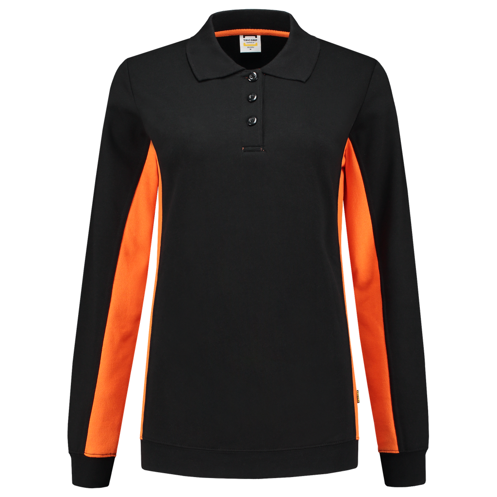 [302002BlackOrangeXS] Tricorp - Polosweater Bicolor Dames (XS, BlackOrange)